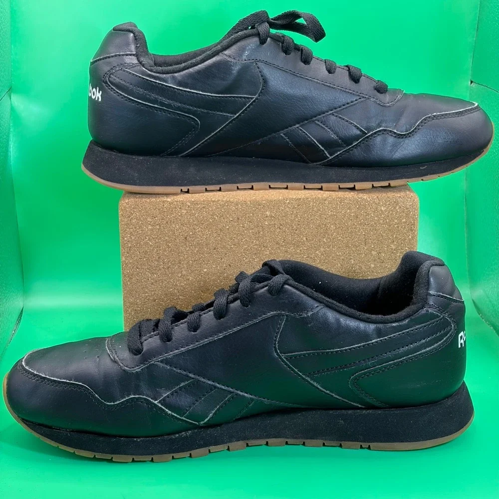 Reebok Classic Harman Leather Mens 11 Black‎ Gum Sole MemoryTech Sneakers CM9204